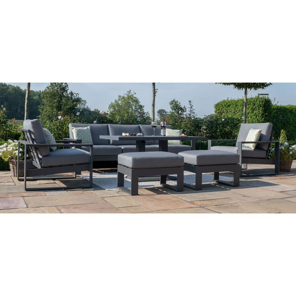 maze amalfi 3 seater aluminium garden sofa set