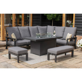 manhattan reclining corner fire pit dining set by maze rattan